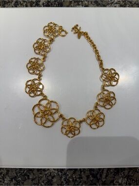 Gold Floral Link Necklace - Women's Jewelry